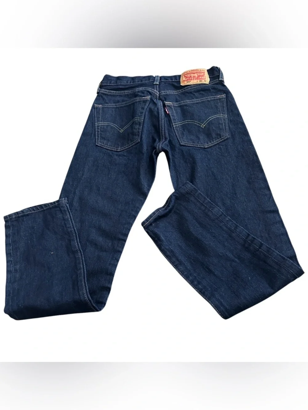 Levi’s 501 Button Fly Dark Denim Jeans Mens 28 X 32 - Picture 4 of 5